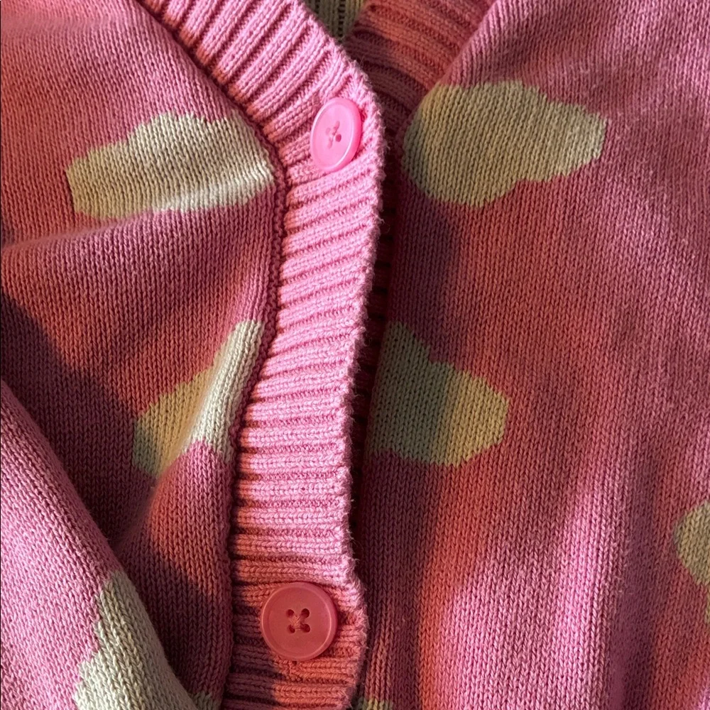 Old Navy Pink and Cream Cloud Button-Up Cardigan